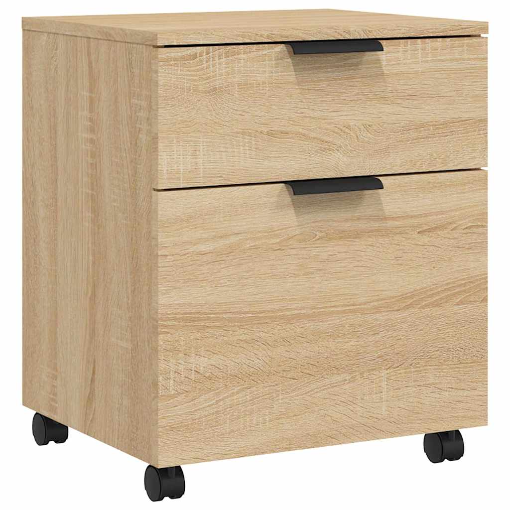 vidaXL Mobile File Cabinet with Wheels Sonoma Oak 45x38x54 cm Engineered Wood 2