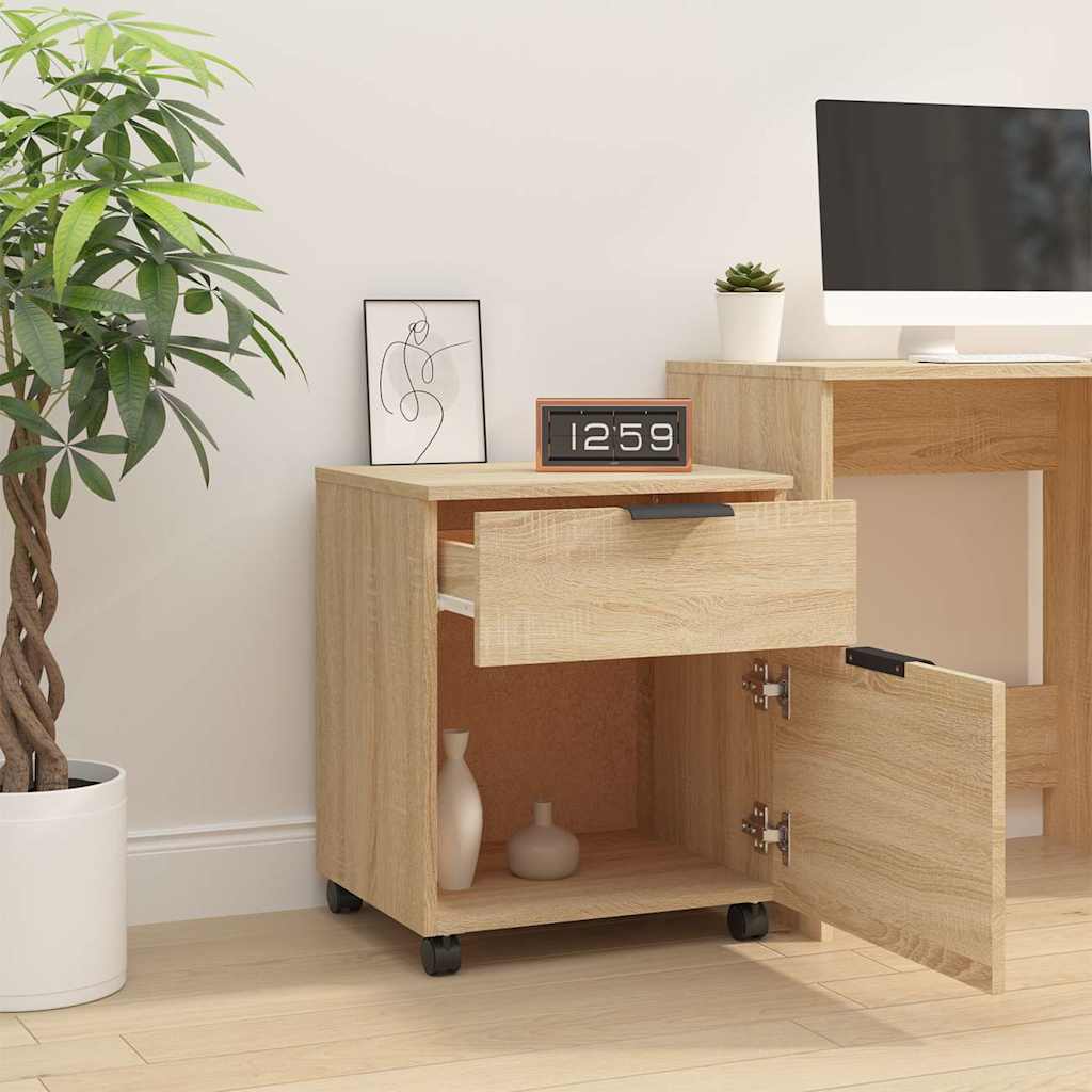 vidaXL Mobile File Cabinet with Wheels Sonoma Oak 45x38x54 cm Engineered Wood 3