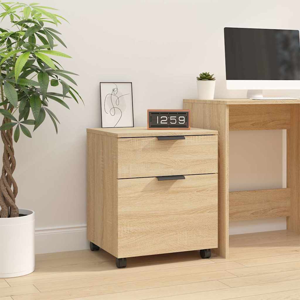 vidaXL Mobile File Cabinet with Wheels Sonoma Oak 45x38x54 cm Engineered Wood 1