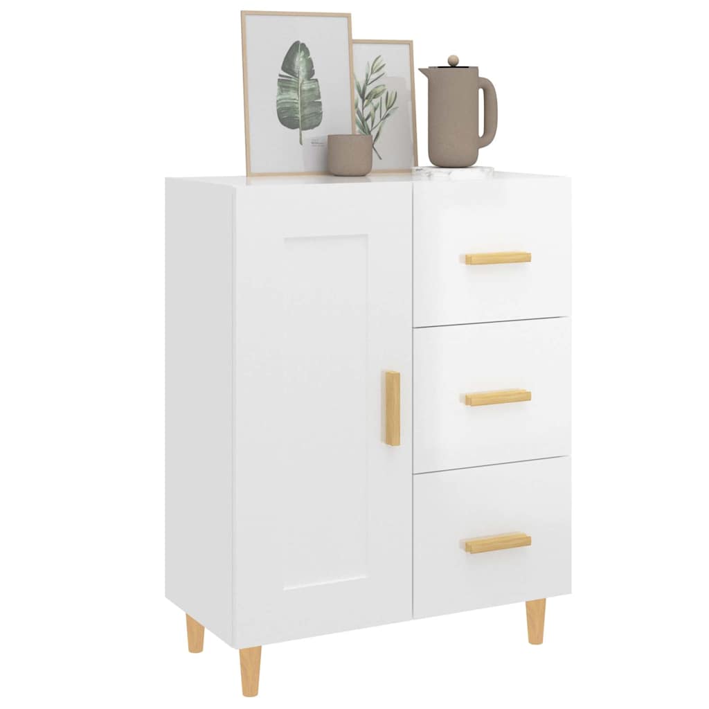 vidaXL Sideboard High Gloss White 69.5x34x90 cm Engineered Wood 4