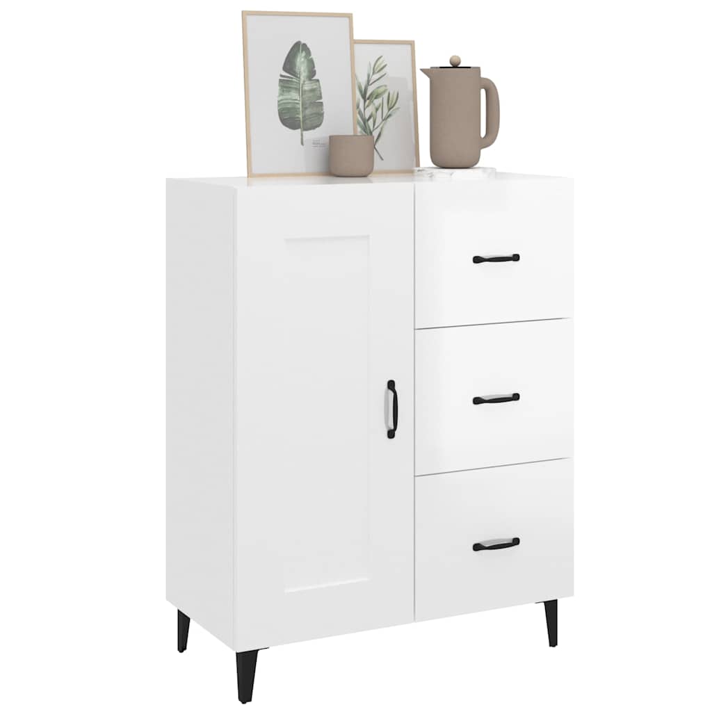 vidaXL Sideboard High Gloss White 69.5x34x90 cm Engineered Wood 4