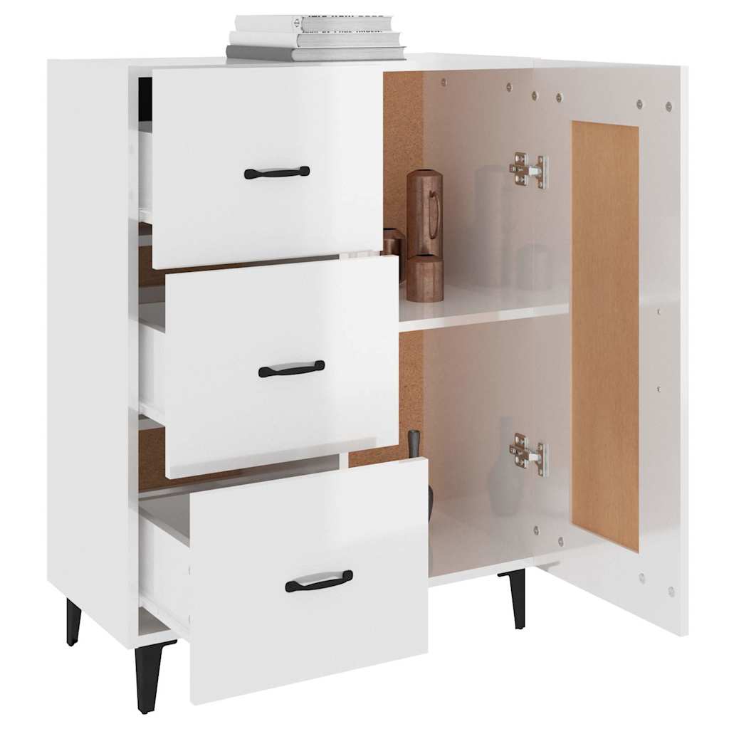 vidaXL Sideboard High Gloss White 69.5x34x90 cm Engineered Wood 5