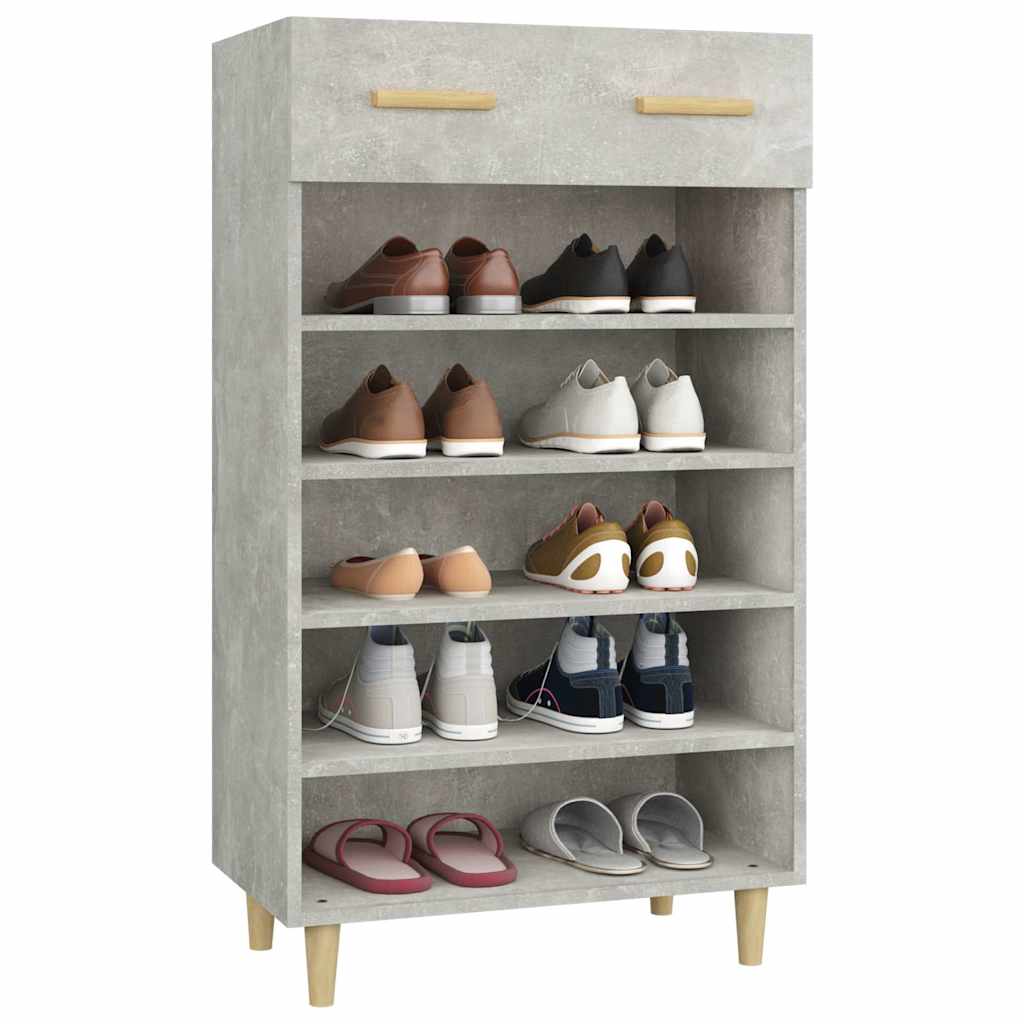 vidaXL Shoe Cabinet Concrete Grey 60x35x105 cm Engineered Wood 4