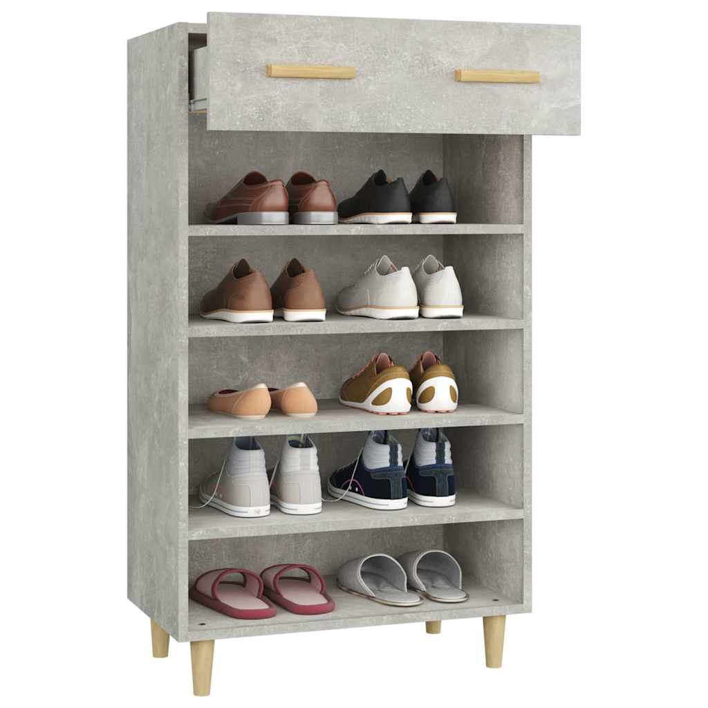 vidaXL Shoe Cabinet Concrete Grey 60x35x105 cm Engineered Wood 5