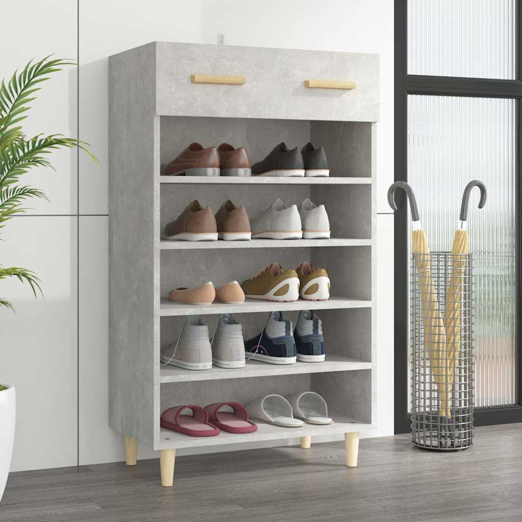 vidaXL Shoe Cabinet Concrete Grey 60x35x105 cm Engineered Wood 1