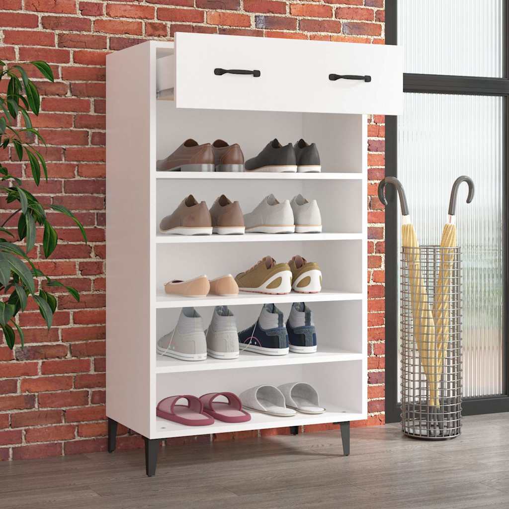 vidaXL Shoe Cabinet | White | Engineered wood, Iron | 60 x 35 x 105 cm 3