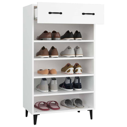 vidaXL Shoe Cabinet | White | Engineered wood, Iron | 60 x 35 x 105 cm 4