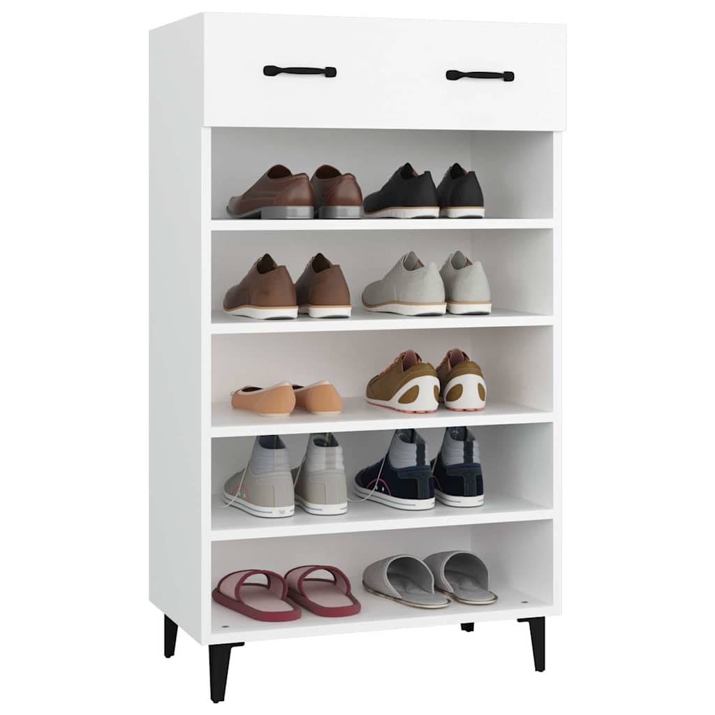 vidaXL Shoe Cabinet | White | Engineered wood, Iron | 60 x 35 x 105 cm 5