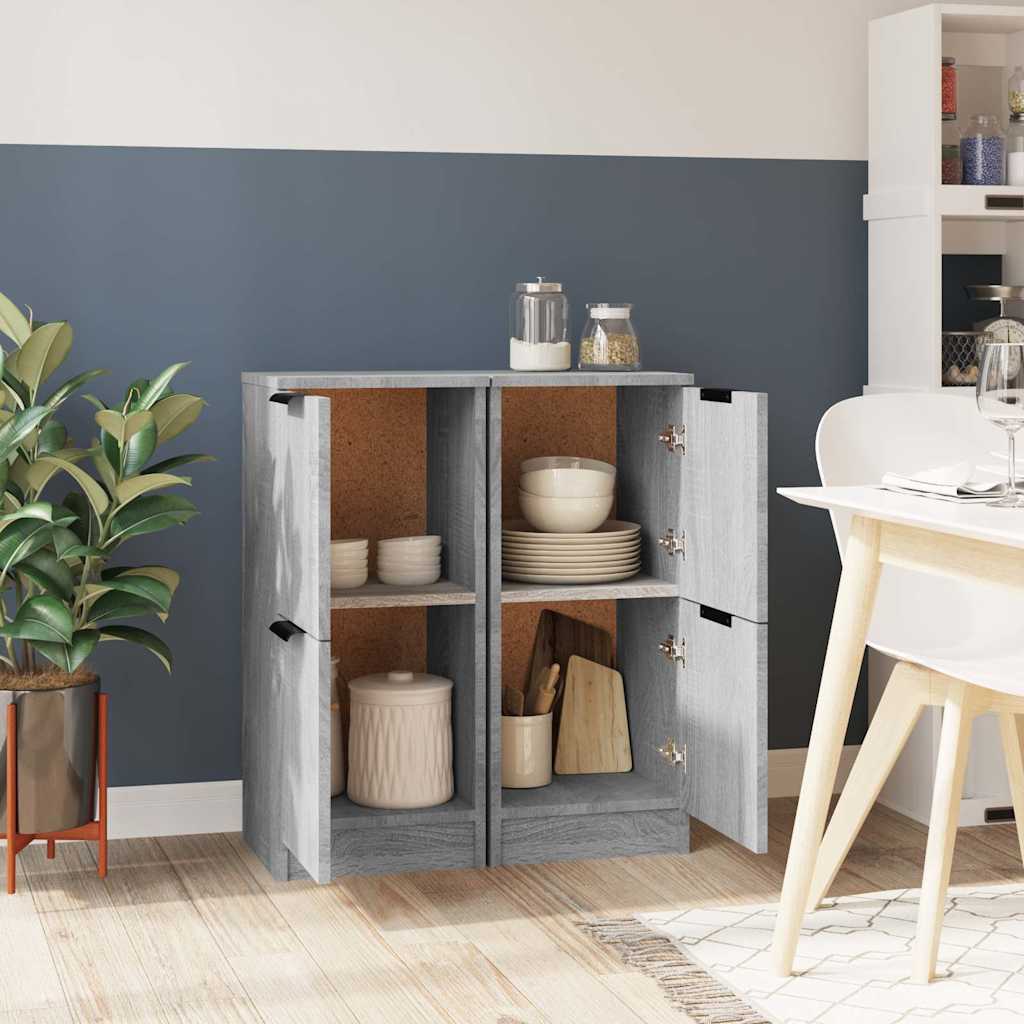 vidaXL Sideboards 2 pcs Grey Sonoma 30x30x70 cm Engineered Wood 3