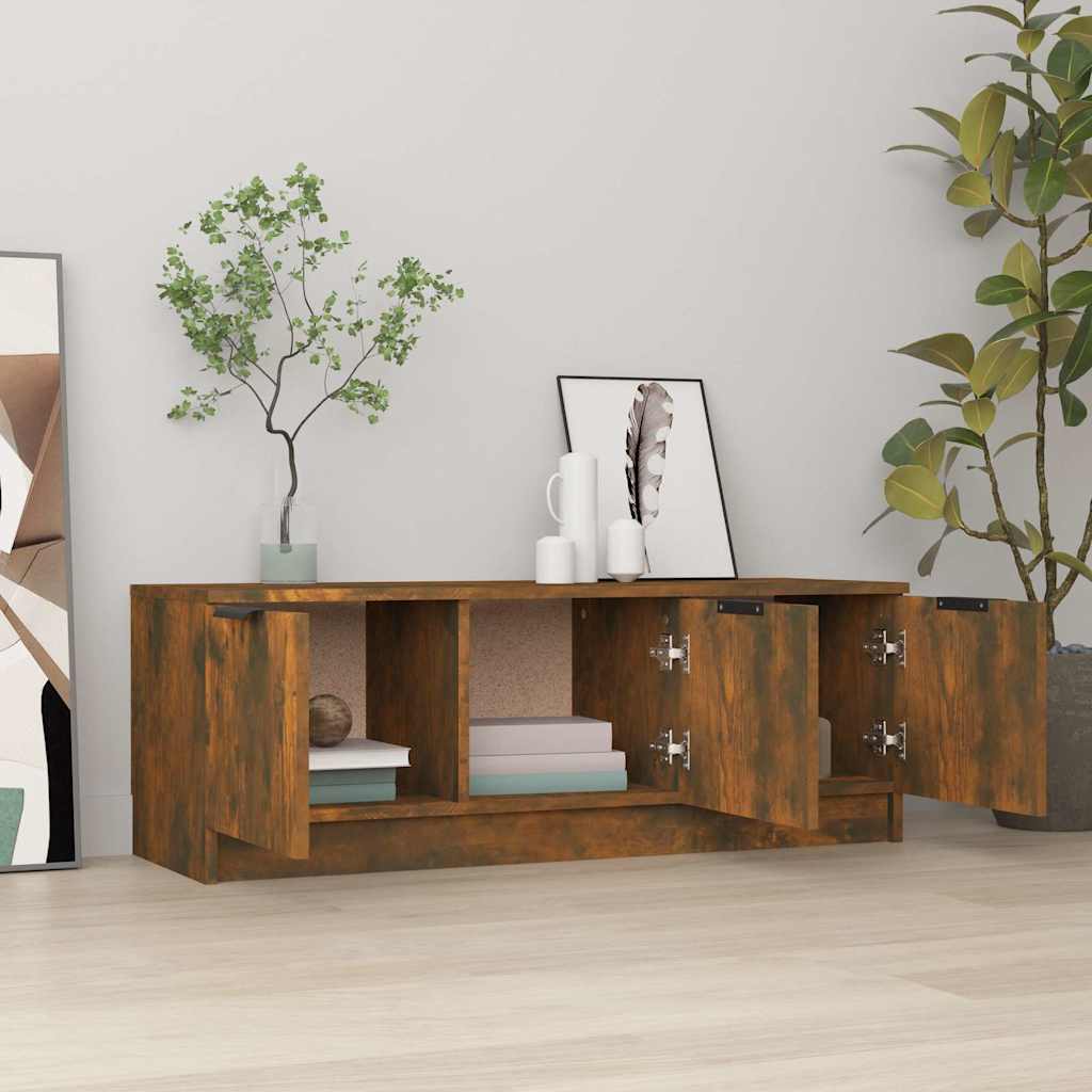 vidaXL TV Cabinet Smoked Oak 102x35x36.5 cm Engineered Wood 3