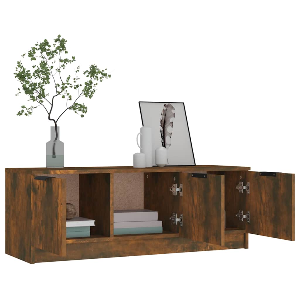 vidaXL TV Cabinet Smoked Oak 102x35x36.5 cm Engineered Wood 4