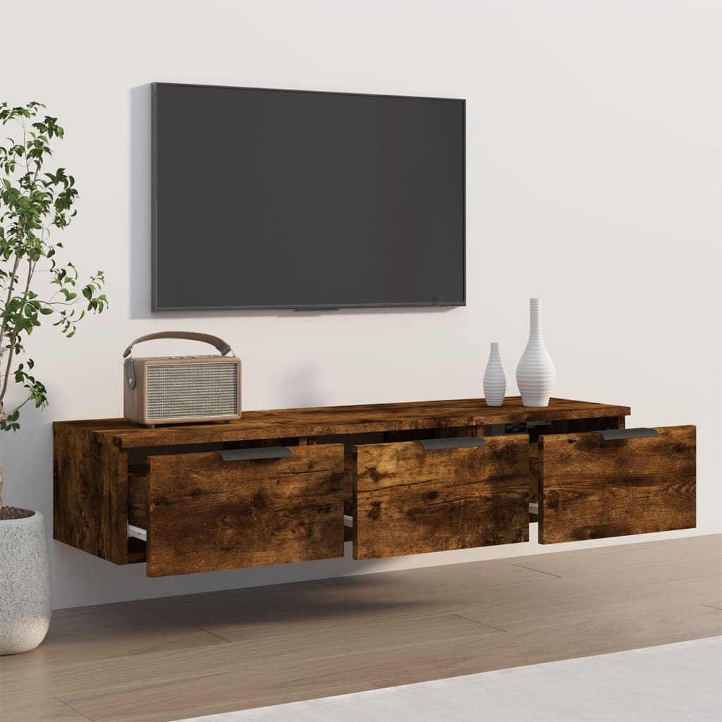 vidaXL Wall Cabinet Smoked Oak 102x30x20 cm Engineered Wood 3