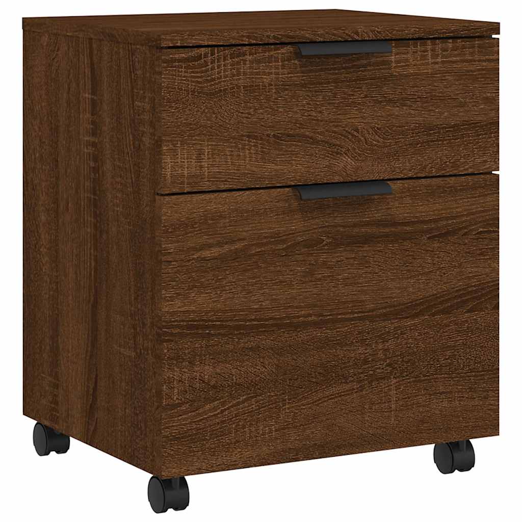 vidaXL Mobile File Cabinet with Wheels Brown Oak 45x38x54 cm Engineered Wood 2
