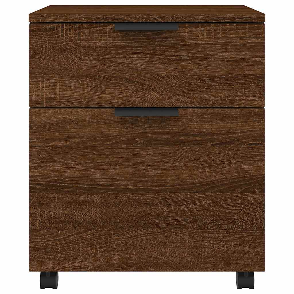 vidaXL Mobile File Cabinet with Wheels Brown Oak 45x38x54 cm Engineered Wood 3