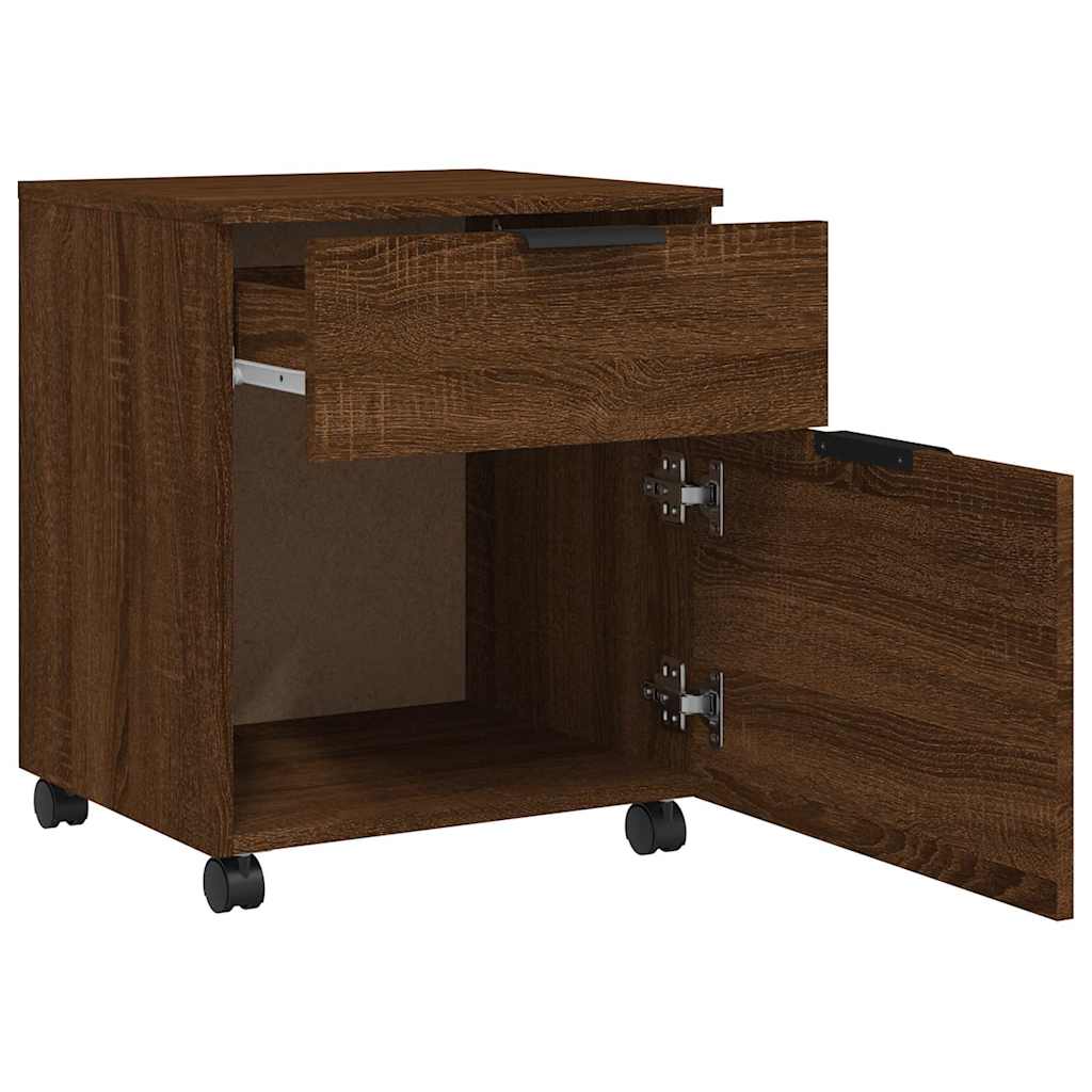 vidaXL Mobile File Cabinet with Wheels Brown Oak 45x38x54 cm Engineered Wood 4