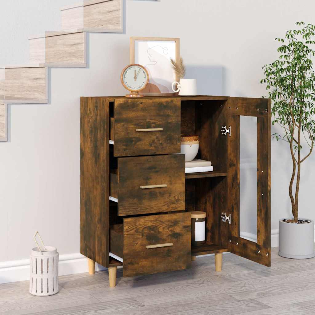vidaXL Sideboard Smoked Oak 69,5x34x90 cm Engineered Wood 3