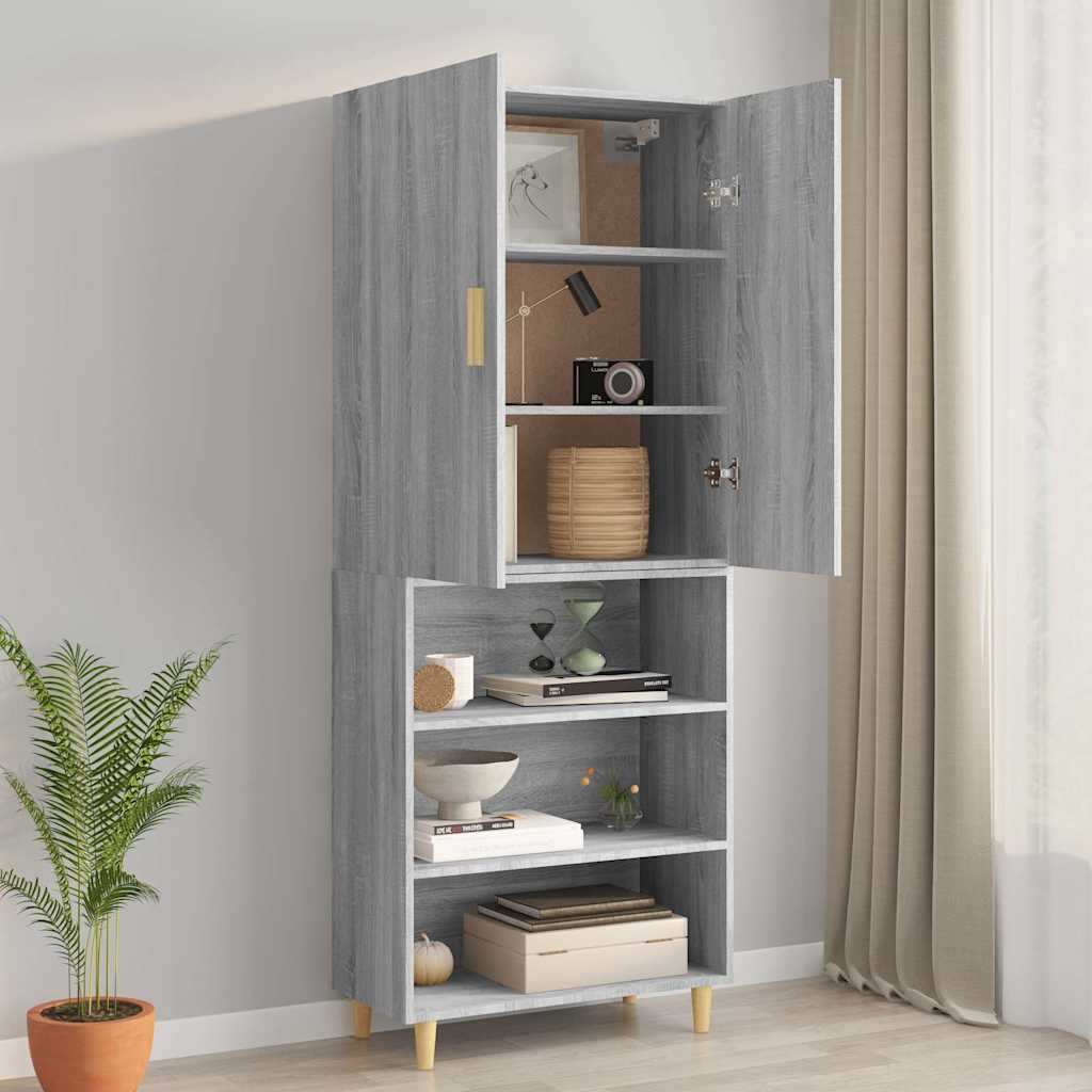 vidaXL Hanging Wall Cabinet Grey Sonoma 69.5x34x90 cm 4