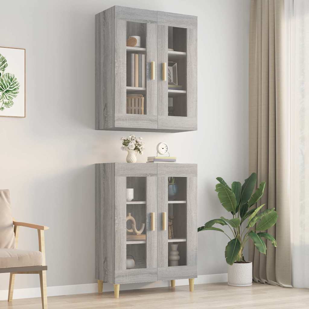 vidaXL Hanging Wall Cabinet Grey Sonoma 69.5x34x90 cm 1