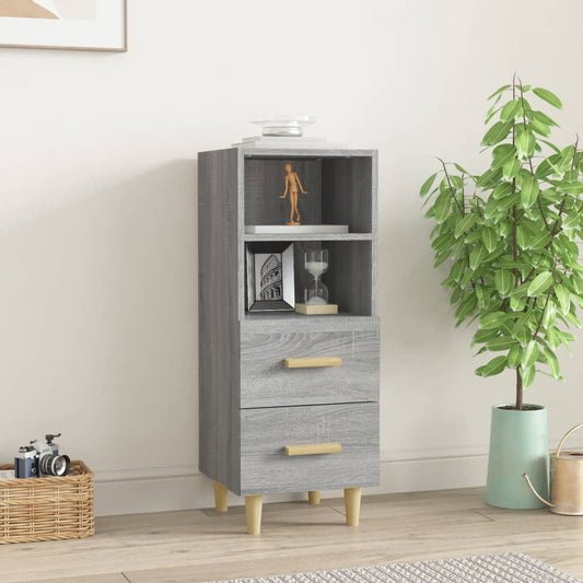 Sideboard Grey Sonoma Engineered Wood with two drawers and an open shelf above