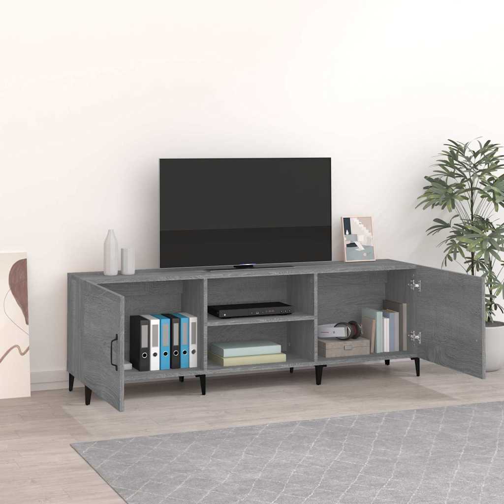 vidaXL TV Cabinet Grey Sonoma 150x30x50 cm Engineered Wood 3
