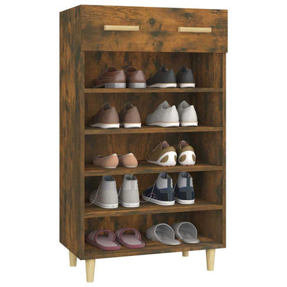 vidaXL Shoe Cabinet Smoked Oak 60x35x105 cm Engineered Wood 4