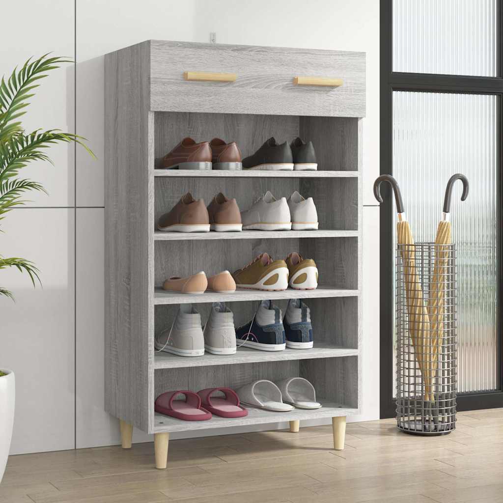 vidaXL Shoe Cabinet Grey Sonoma 60x35x105 cm Engineered Wood 1