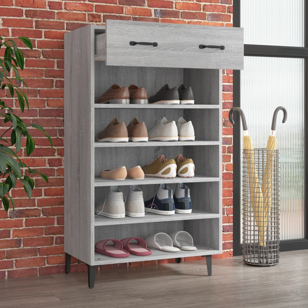 vidaXL Shoe Cabinet Grey Sonoma 60x35x105 cm Engineered Wood 3