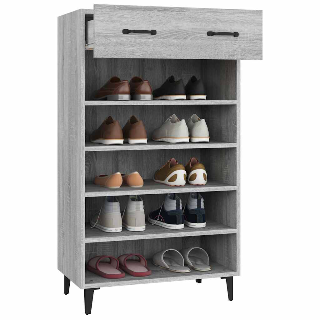 vidaXL Shoe Cabinet Grey Sonoma 60x35x105 cm Engineered Wood 4