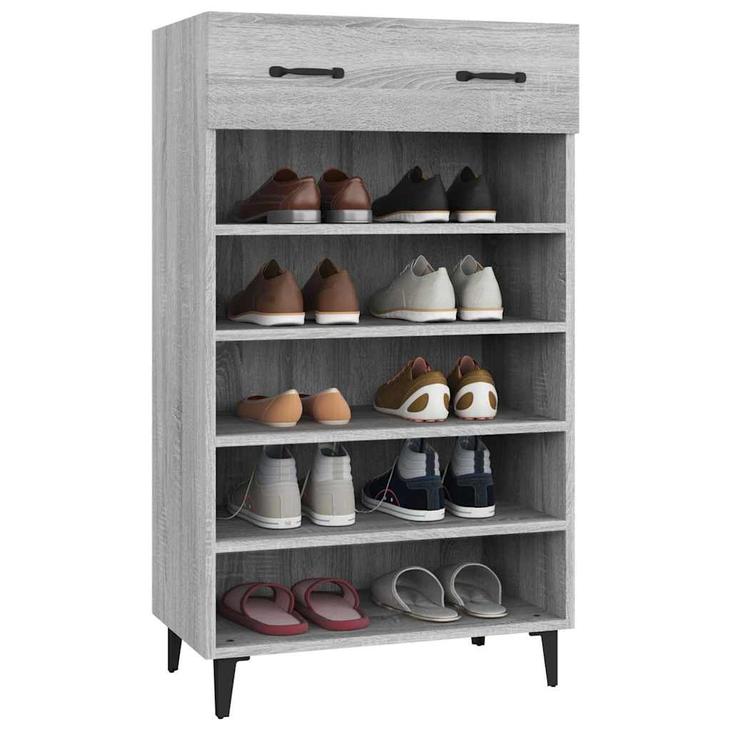 vidaXL Shoe Cabinet Grey Sonoma 60x35x105 cm Engineered Wood 5