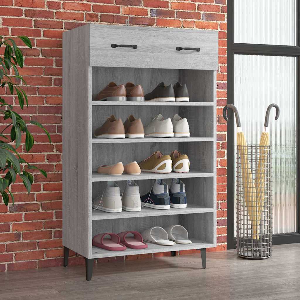 vidaXL Shoe Cabinet Grey Sonoma 60x35x105 cm Engineered Wood 1