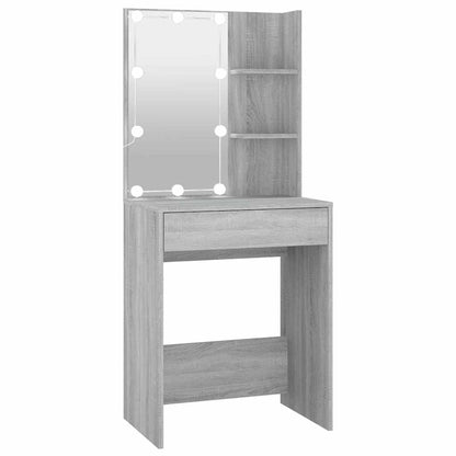 vidaXL Dressing Table with LED Grey Sonoma 60x40x140 cm 2
