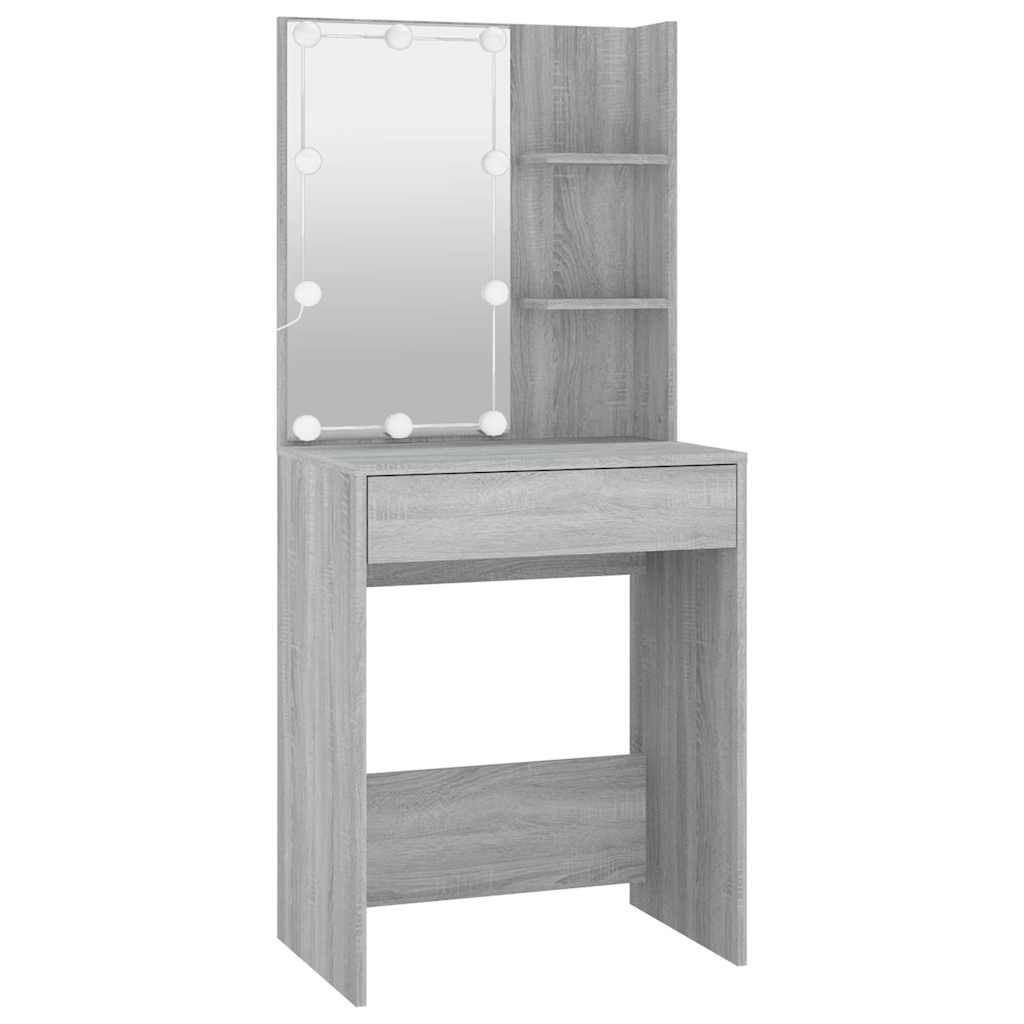 vidaXL Dressing Table with LED Grey Sonoma 60x40x140 cm 3