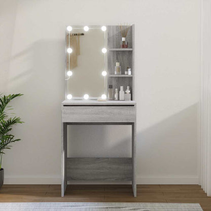 vidaXL Dressing Table with LED Grey Sonoma 60x40x140 cm 1