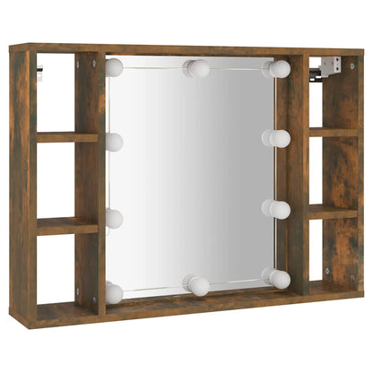 vidaXL Mirror Cabinet with LED Smoked Oak 76x15x55 cm 3