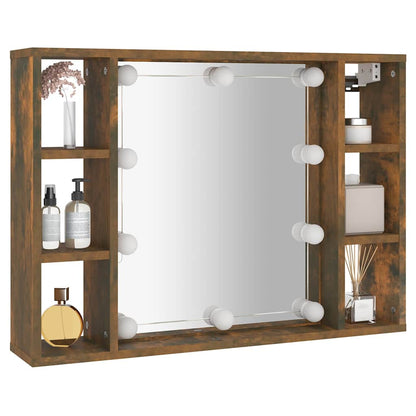 vidaXL Mirror Cabinet with LED Smoked Oak 76x15x55 cm 6