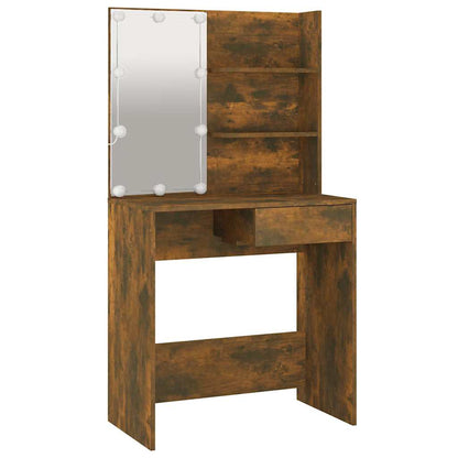 vidaXL Dressing Table with LED Smoked Oak 74.5x40x141 cm 3