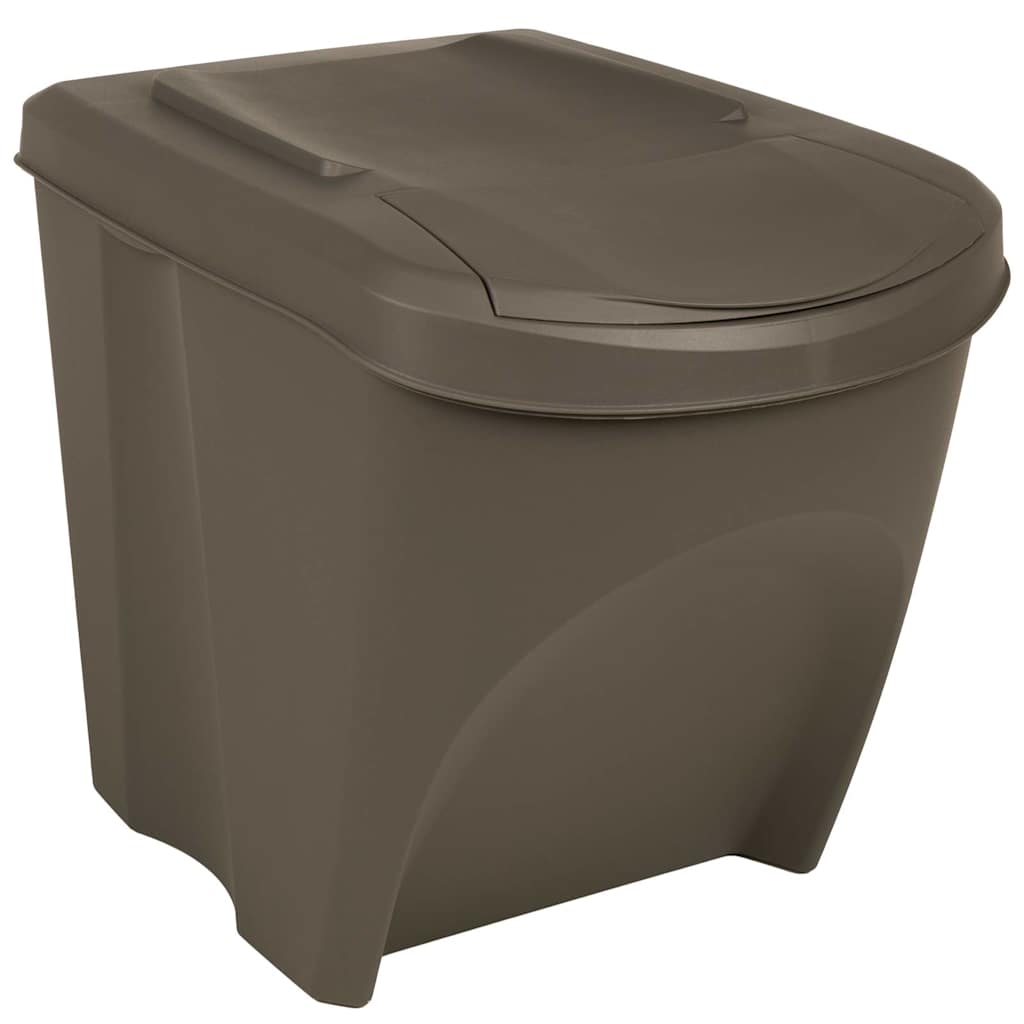 vidaXL Stackable Garbage Bin Boxes 3 pcs Grey 75 L Polypropylene 1