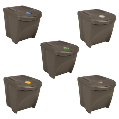 vidaXL Stackable Garbage Bin Boxes 3 pcs Grey 75 L Polypropylene 2