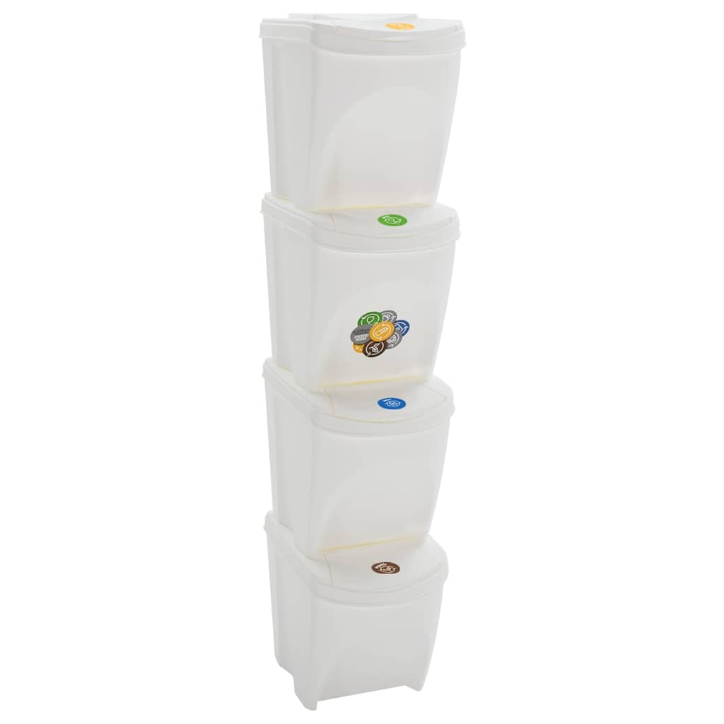 Stackable Garbage Bin Boxes 75 L Polypropylene White 4