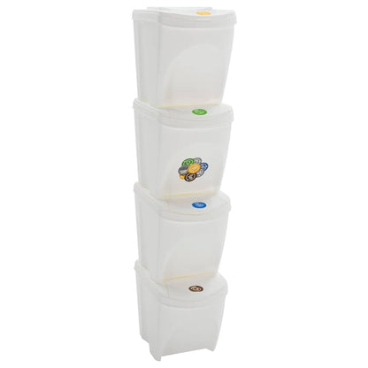 Stackable Garbage Bin Boxes 75 L Polypropylene White 4