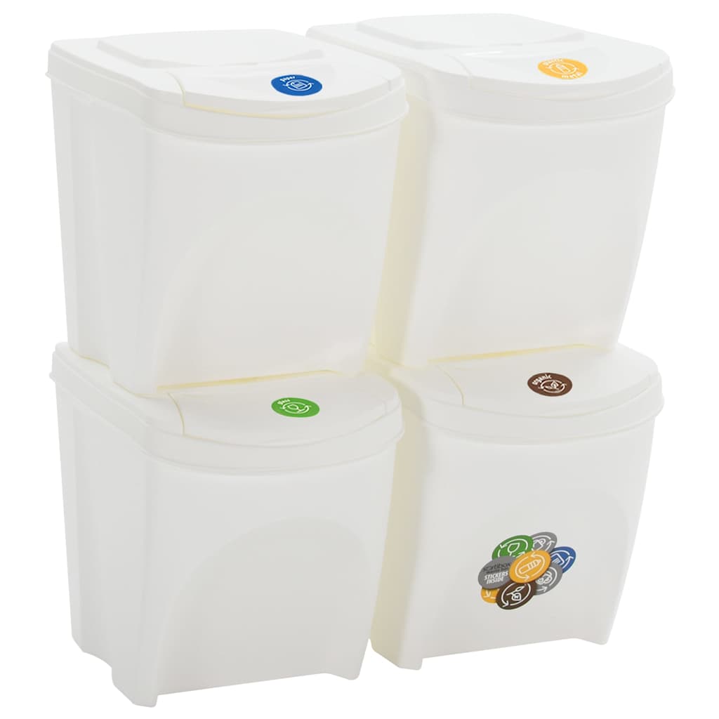 Stackable Garbage Bin Boxes 75 L Polypropylene White 4