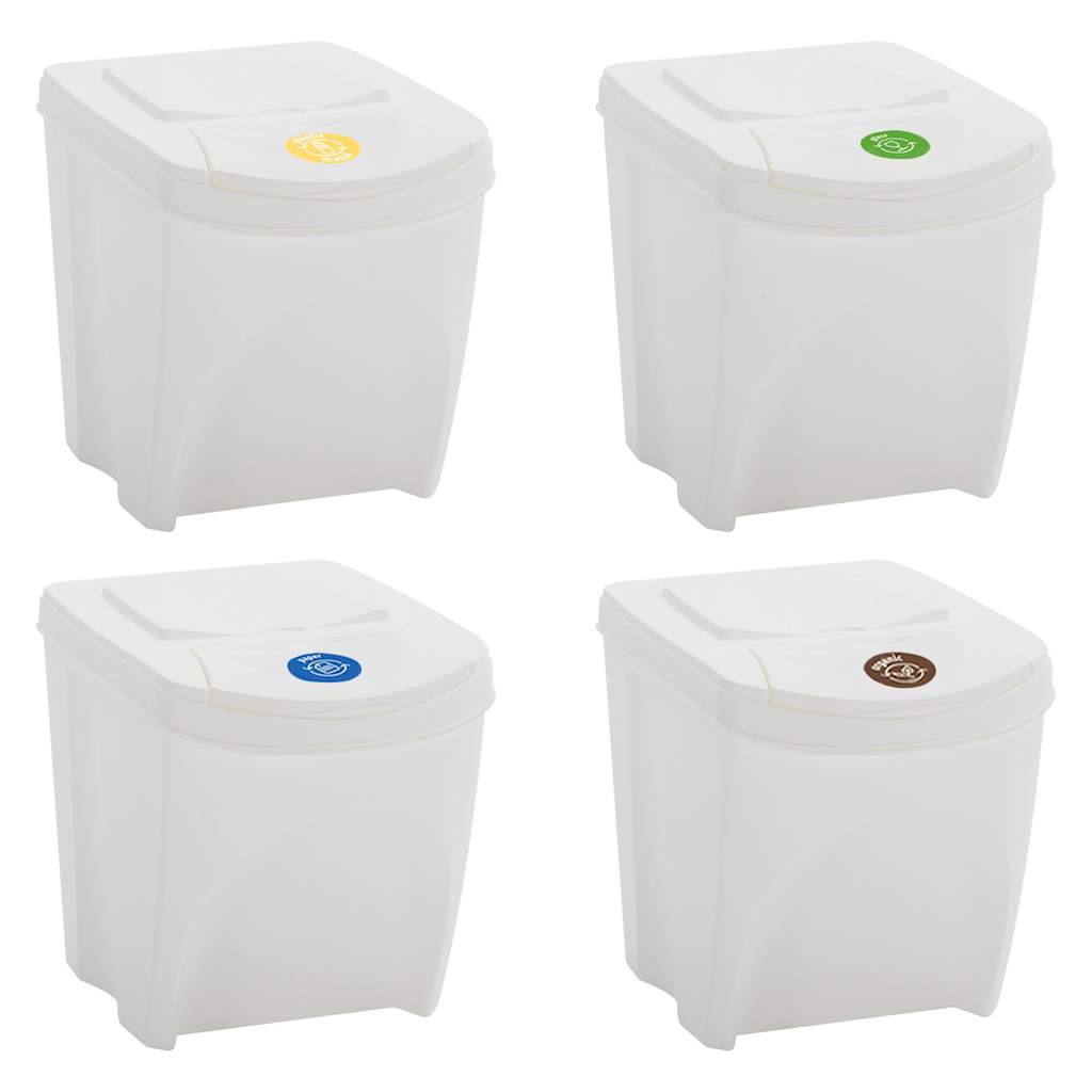 Stackable Garbage Bin Boxes 75 L Polypropylene White 4