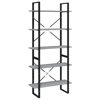 vidaXL 5-Tier Book Cabinet Grey Sonoma 80x30x175 cm Engineered Wood 2