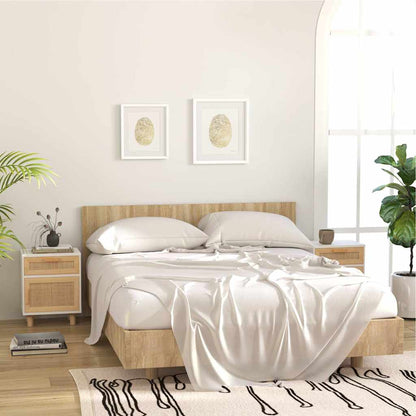 vidaXL Bedside Cabinet Solid Wood Pine and Natural Rattan