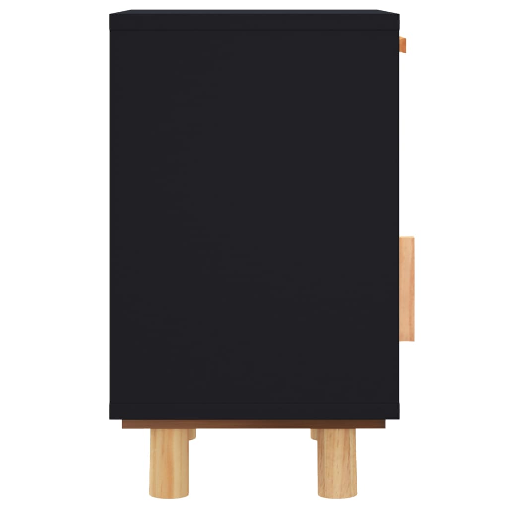 vidaXL Bedside Cabinet | Black | Engineered wood, Solid pinewood, Natural rattan 6