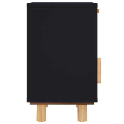 vidaXL Bedside Cabinet | Black | Engineered wood, Solid pinewood, Natural rattan 6