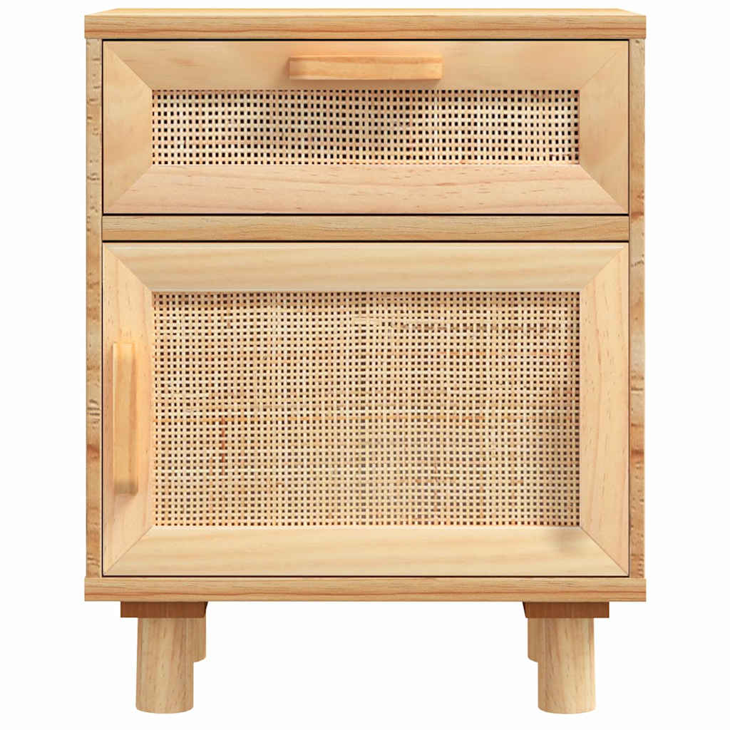 vidaXL Bedside Cabinet | Brown | Engineered wood, Solid pinewood, Natural rattan 4