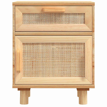 vidaXL Bedside Cabinet | Brown | Engineered wood, Solid pinewood, Natural rattan 4
