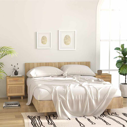 vidaXL Bedside Cabinet Solid Wood Pine and Natural Rattan
