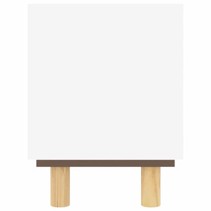 vidaXL TV Cabinet White 80x30x40 cm Solid Wood Pine and Natural Rattan 5